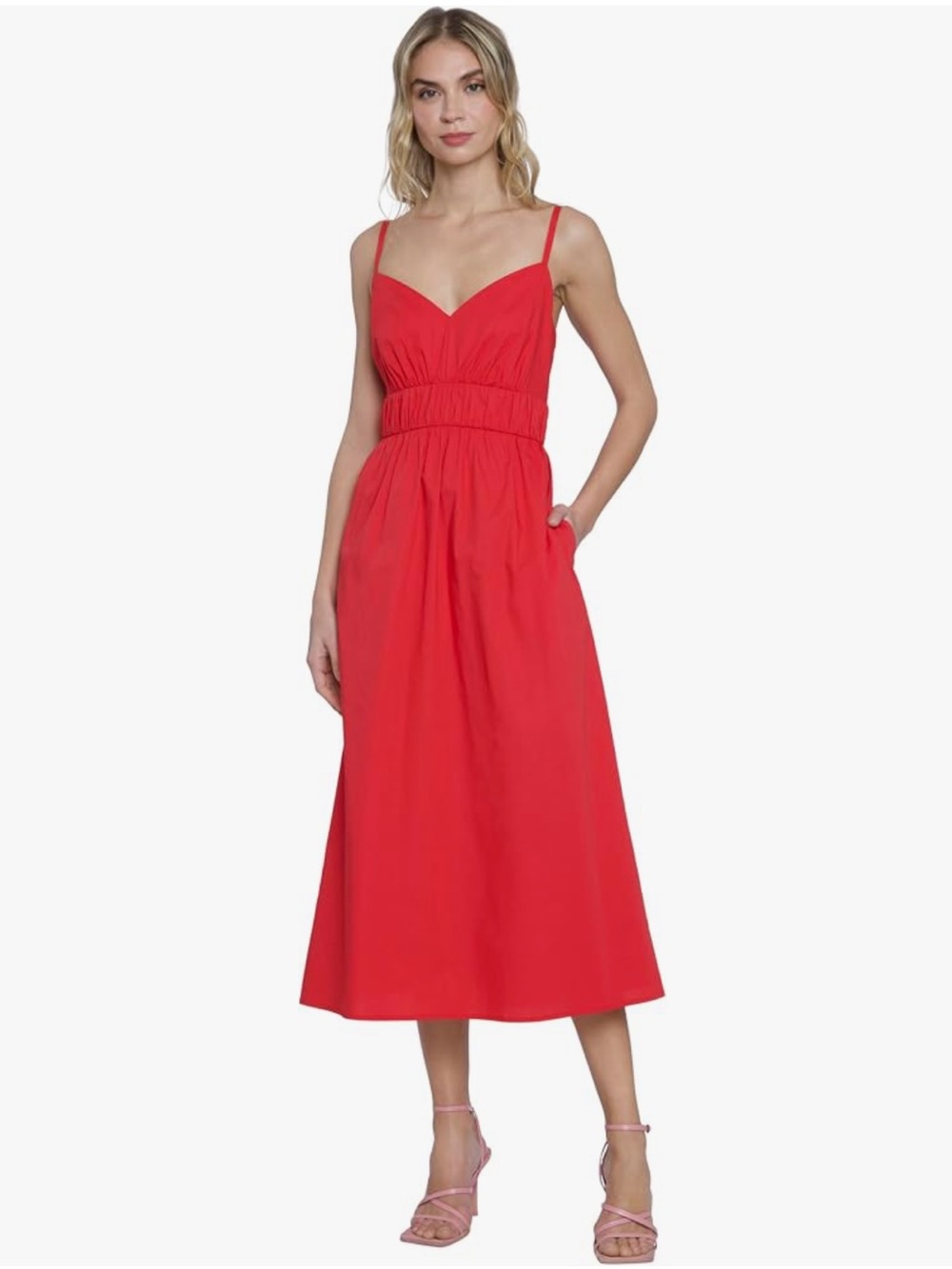 NWT Donna Morgan Sweetheart Neckline Midi Dress in Poinsettia size 12